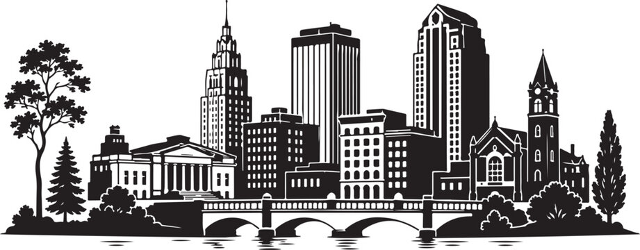 Akron Ohio Skyline Silhouette Vector Illustration
