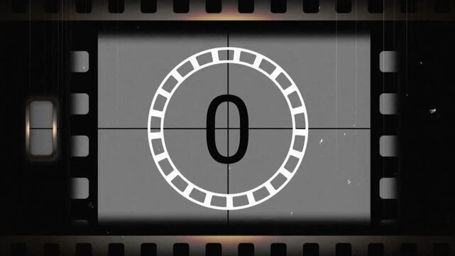 cinematic countdown background with scratched film texture