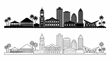 Obraz premium George Town Penang Skyline Silhouette, minimalist cityscape vector