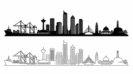 Fototapeta premium Modern City Skyline Silhouette Illustration Vector Set