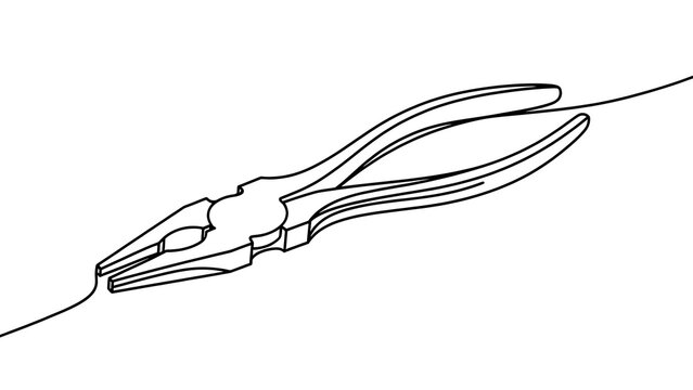 Line art pliers illustration on white background.