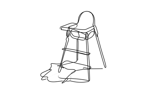 High chair sketch on white background.