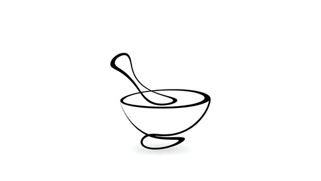 Mortar and pestle icon on white background.