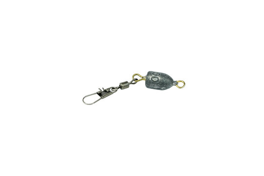 Fishing Sinker With Swivel Snap Clip Isolated on White Background Terminal Tackle Rig Accessory