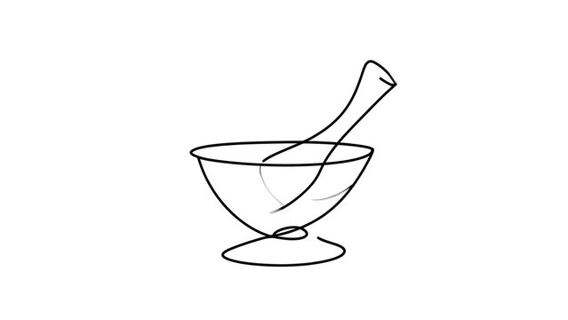 Mortar and pestle icon on white background.