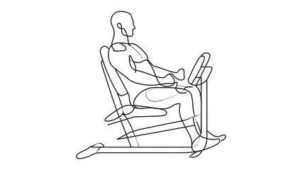 Fototapeta premium Person sitting on chair using laptop white background.