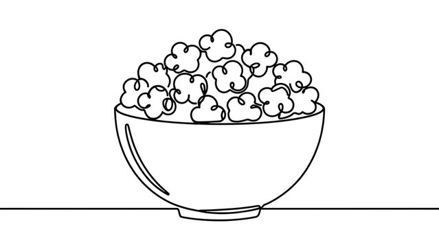 Bowl of popcorn on white background.