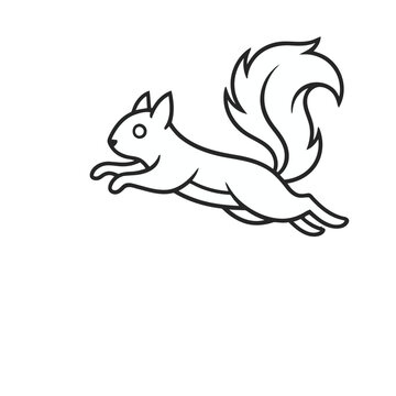 Line art of a jumping squirrel