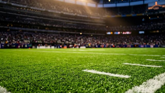 Fans fill the stadium to watch a game on the field as the action unfolds on a bright afternoon. The atmosphere is lively as cheers fill the air