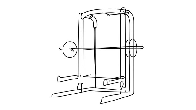 Smith machine gym equipment white background.