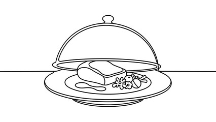 Fototapeta premium Cloche covered meal on plate white background.
