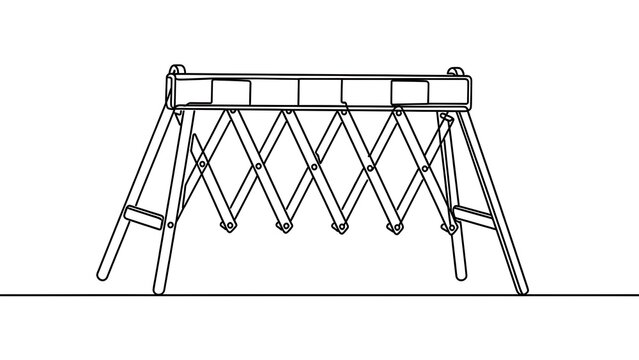 Scissor lift mechanism illustration white background.