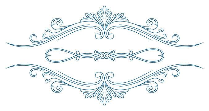 Elegant Vintage Ornamental Flourish Border Frame Line Art Vector Decorative Design