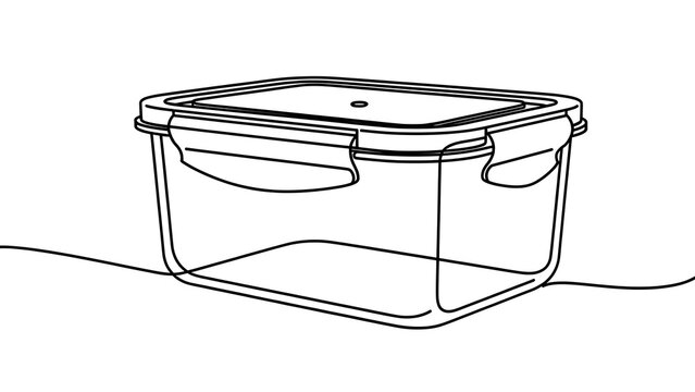 Plastic storage container with lid white background.