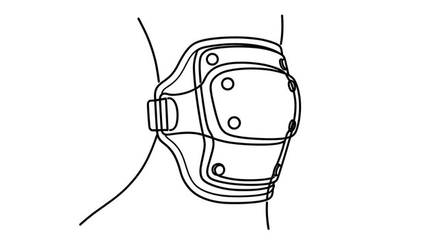 Knee brace illustration on leg white background.