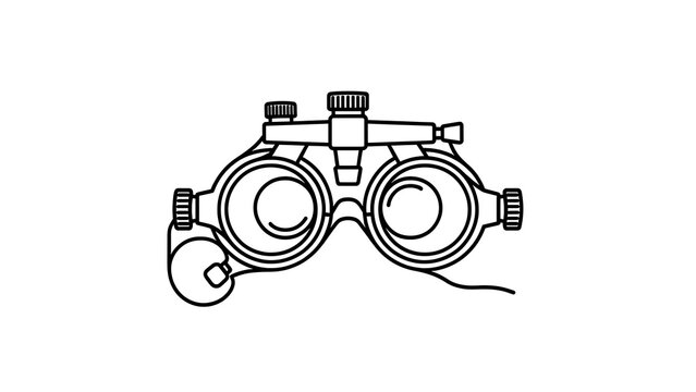 Optometry phoropter device white background.