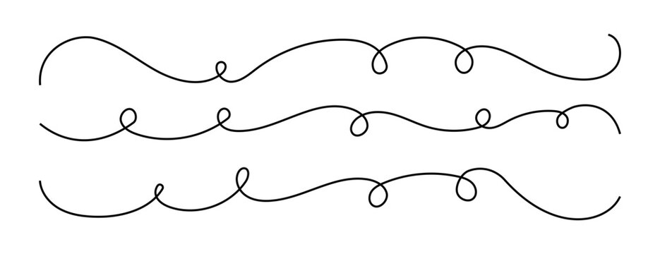 Set of squiggle loopy line vector decoration elements