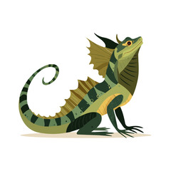 Fototapeta premium Flat 2D Basilisk vector illustration, icon graphic on white background