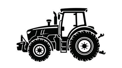 Black farm tractor vector icon isolated on white background © sumi