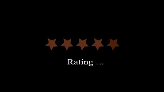 Video animation of a fictional website showing a mouse cursor clicking on a 1- to 5-star rating. Business concept for online star ratings.