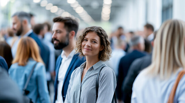 Faceless large group of diverse business professionals and attendees networking and socializing at vibrant corporate event in spacious modern hall, corporate culture concept,