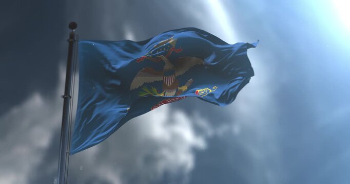 Flag of american state of North Dakota waving. Loop. Slow Motion