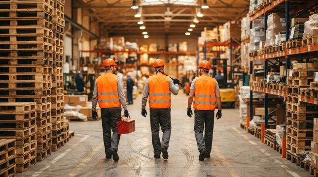 Usa labor day warehouse workers and logistics team celebrating american labor