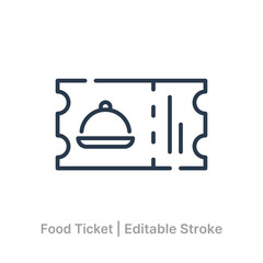 Fototapeta premium food ticket icon line editable stroke restaurant service