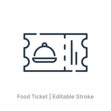 food ticket icon line editable stroke restaurant service