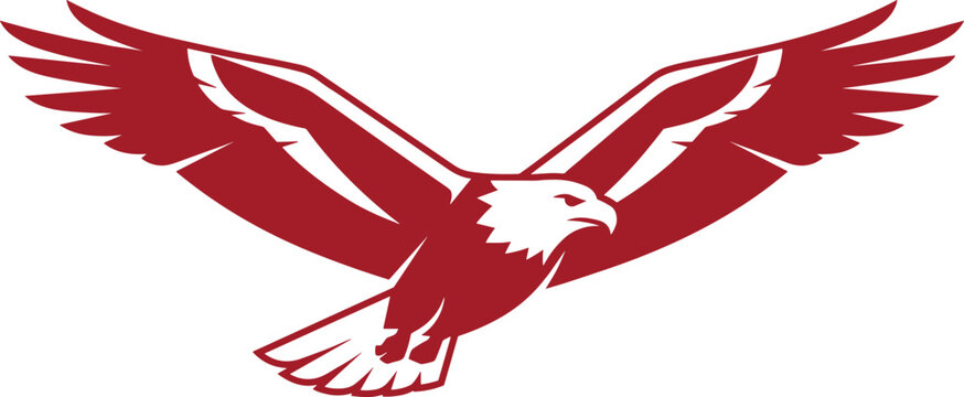 Stylized Red Eagle Illustration with Outstretched Wings