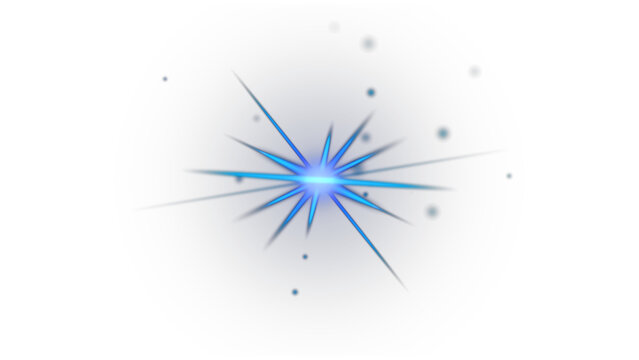 Lens flare effect overlay design elements on a transparent background blue