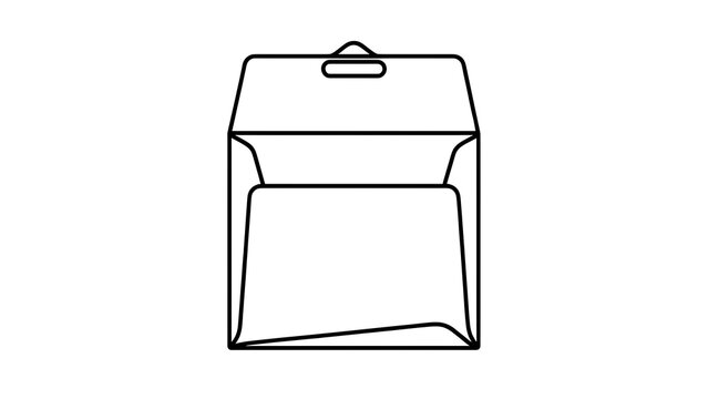 Empty paper bag with handle white background.