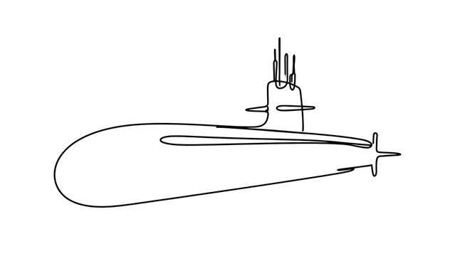 Hand drawn submarine sketch on white background.
