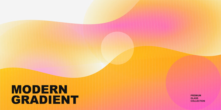 Modern gradient abstract background with fluid shapes, soft yellow and pink colors, glassmorphism style, premium design collection. Vector illustration.