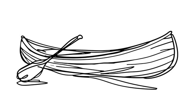 Simple canoe line drawing on white background.