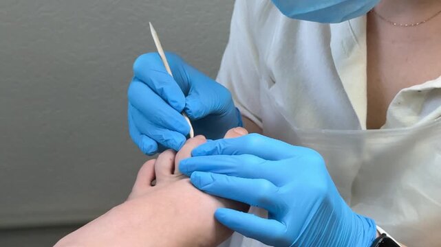 Routine foot care improves nail hygiene, comfort and appearance. Hardware pedicure is performed with precision tools to shape nails and maintain healthy feet in a salon environment.