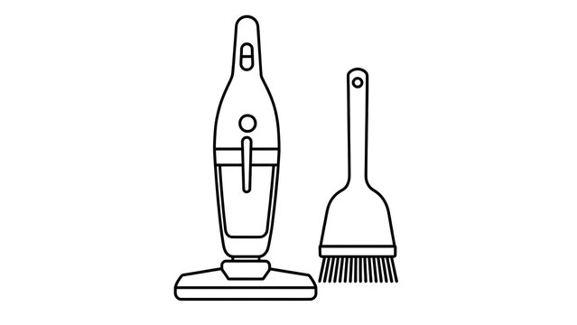 Vacuum cleaner and brush on white background.
