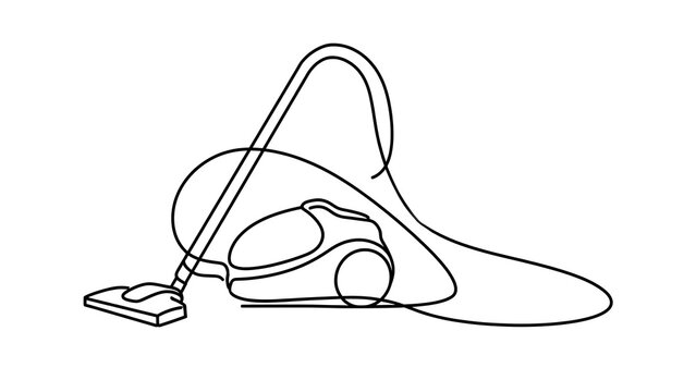Vacuum cleaner line art on white background.