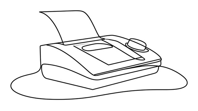 Vintage fax machine illustration on white background.