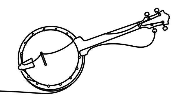 Vintage banjo illustration on white background.