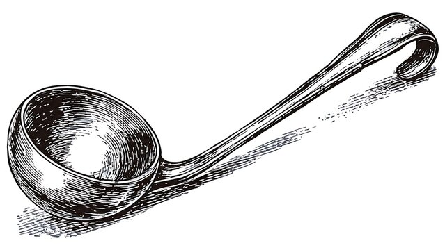 Vintage ladle illustration on white background.