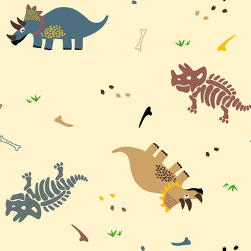 dinosaurs seamless pattern vector illustration pastel color