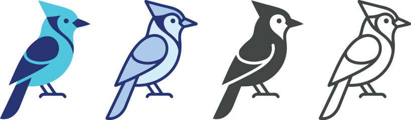 Fototapeta premium Blue Jay Bird Profile Icons in Minimalist Style Vector for Nature Branding, Wildlife Education & Graphic Design Projects (EPS)