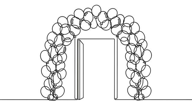 Balloon arch decoration white background.