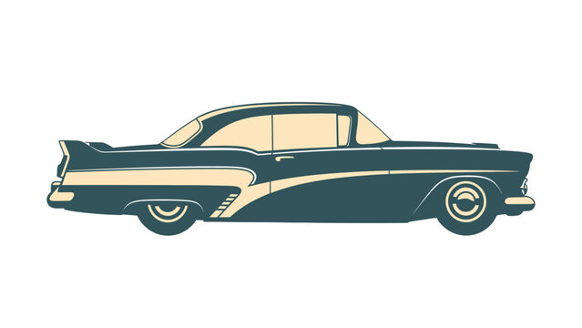 Retro American Classic Car Vector Illustration
A detailed vector illustration showcasing the side profile of a classic American car from the 1950s. The vehicle features characteristic mid-century desi