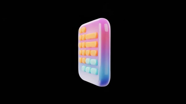 Abstract 3D UI Element rotating with soft gradient lighting against a dark background for digital interface design