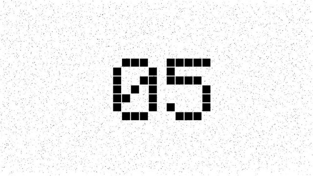 Film Grain Countdown Timer 00 to 10 with Minimal Pixel Numbers