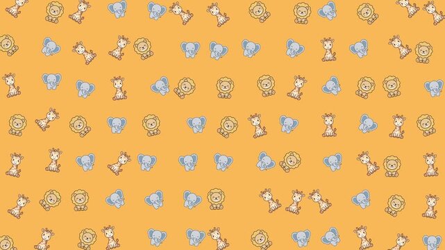 Cute Cartoon Safari Animal Pattern With Lions Giraffes And Elephants