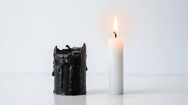 Burning Candle on White Background