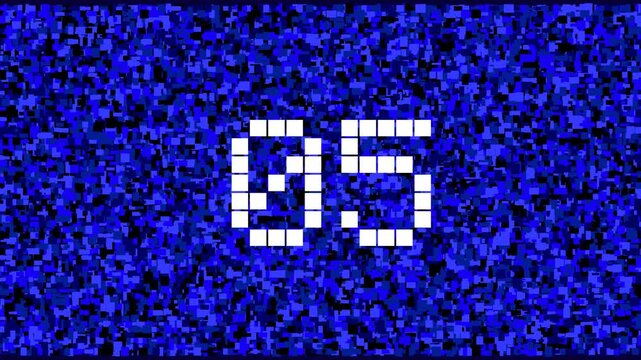 Pixel Countdown Timer 00 to 10 with Blue Digital Noise Background